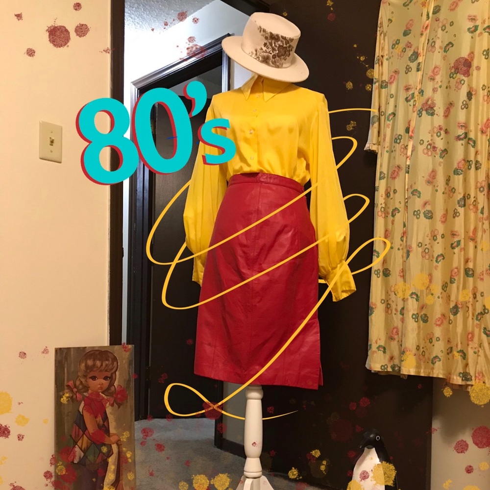 80s Vintage Leather Skirt